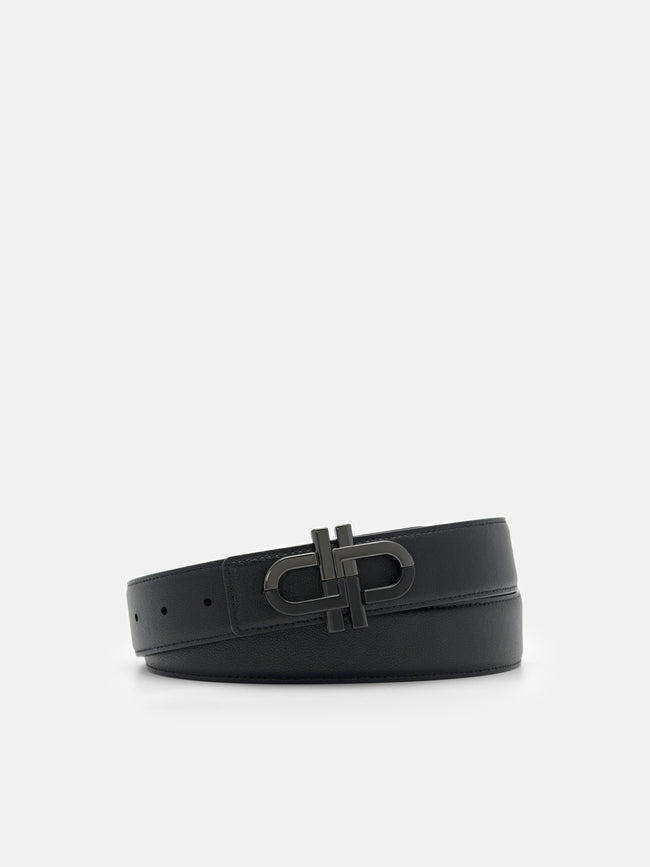 PEDRO Saffiano Leather Reversible Tang Belt- Black