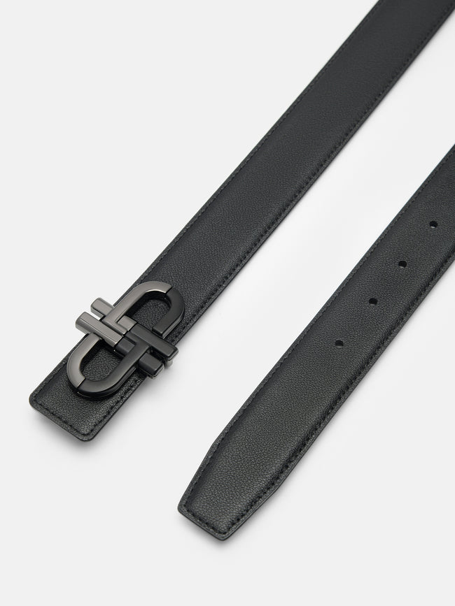 PEDRO Saffiano Leather Reversible Tang Belt- Black
