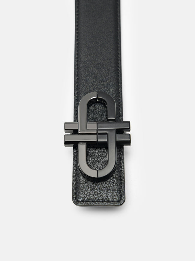 PEDRO Saffiano Leather Reversible Tang Belt- Black