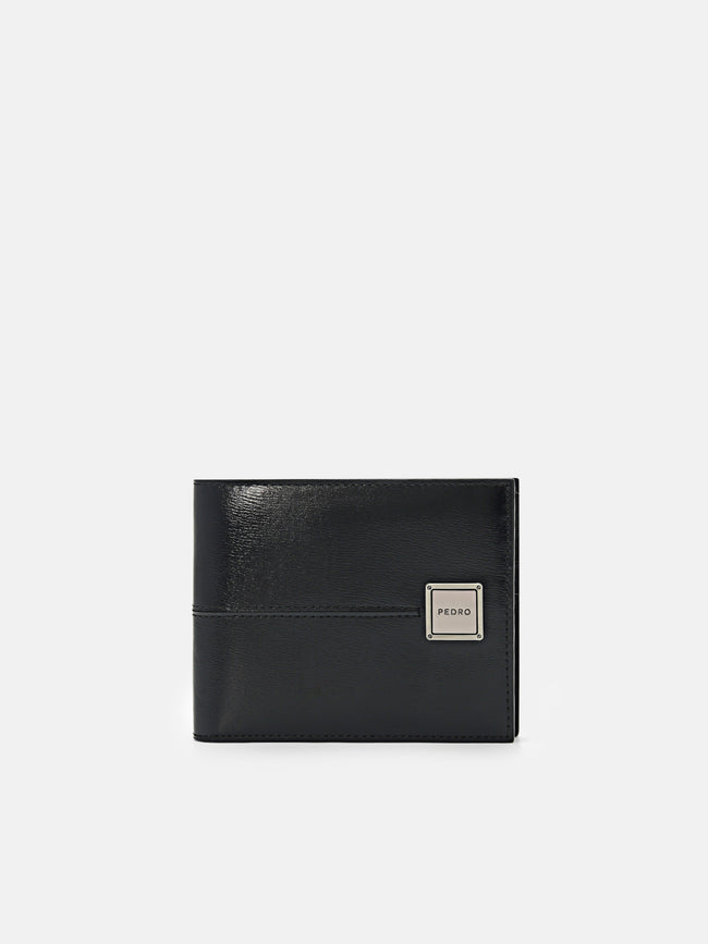 PEDRO Leather Bi-Fold Flip Wallet- Black