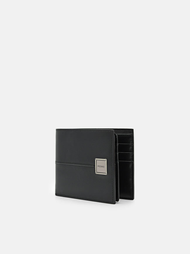 PEDRO Leather Bi-Fold Flip Wallet- Black