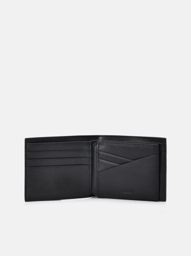 PEDRO Embossed Leather Bi-Fold Flip Wallet- Dark Brown