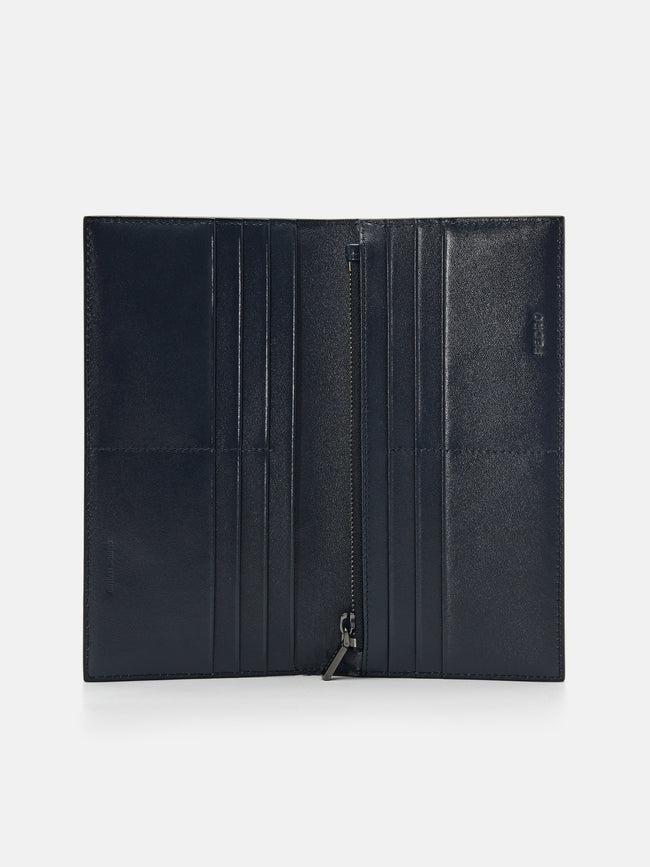 PEDRO Saffiano Leather Bi-Fold Long Wallet- Navy