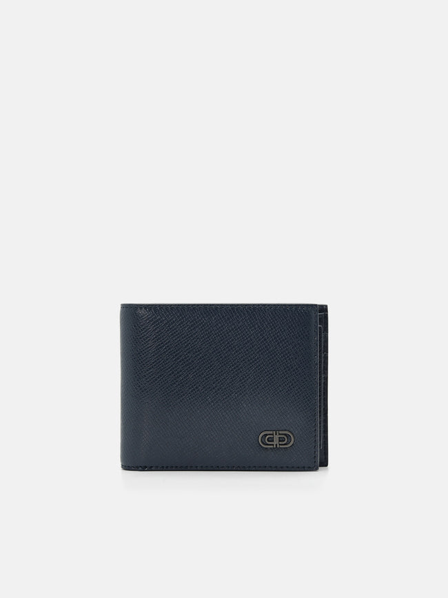 PEDRO Saffiano Leather Bi-Fold Wallet with Insert- Navy