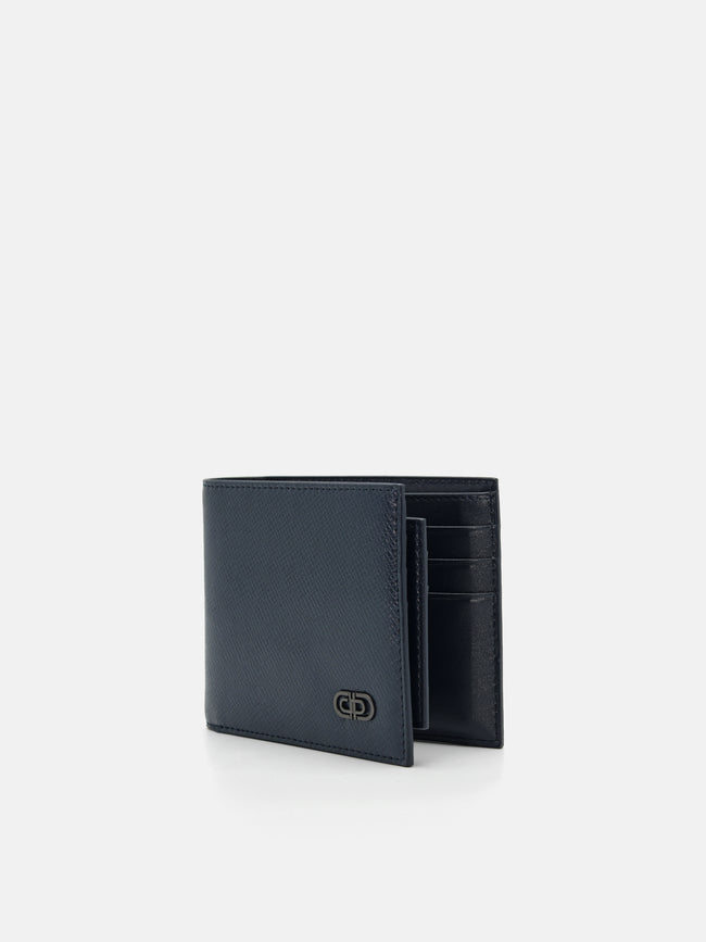 PEDRO Saffiano Leather Bi-Fold Wallet with Insert- Navy