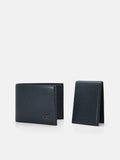 PEDRO Saffiano Leather Bi-Fold Wallet with Insert- Navy