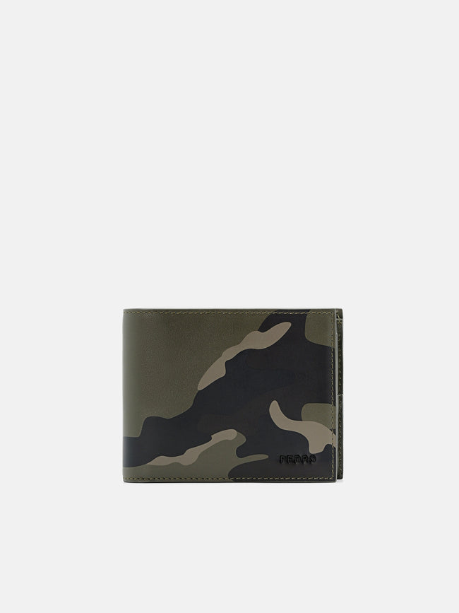 PEDRO Leather Bi-Fold Wallet with Insert- Military Green