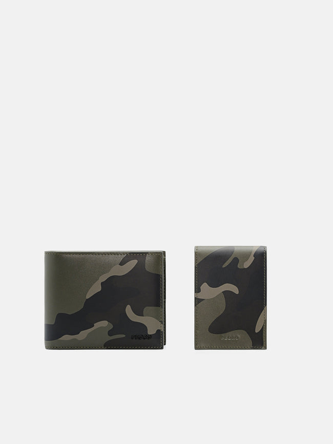 PEDRO Leather Bi-Fold Wallet with Insert- Military Green