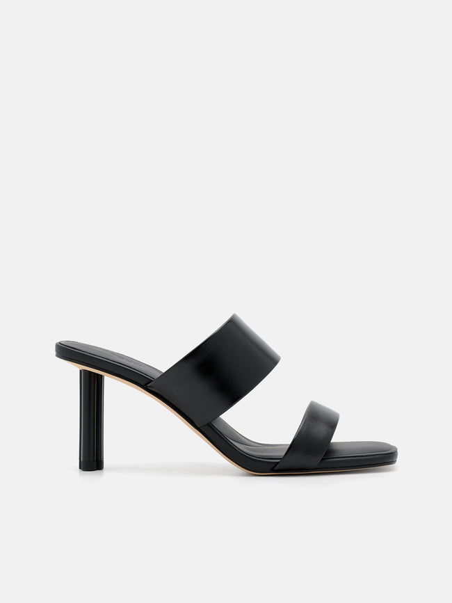 PEDRO  Leather Heel Sandals- Black