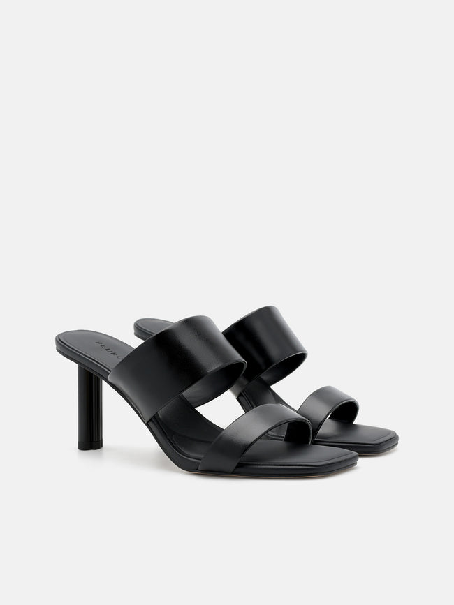 PEDRO  Leather Heel Sandals- Black