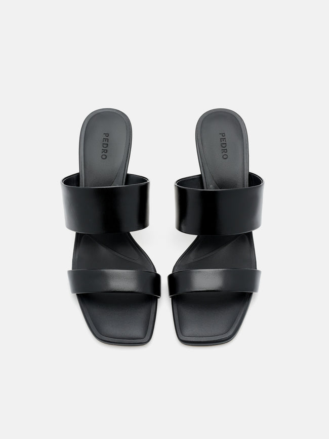 PEDRO  Leather Heel Sandals- Black