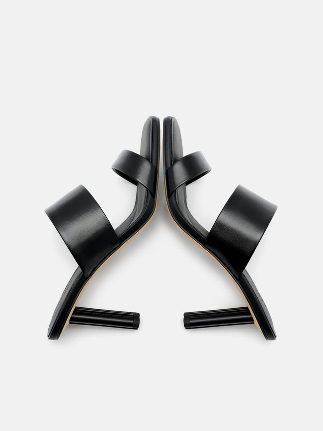 PEDRO  Leather Heel Sandals- Black