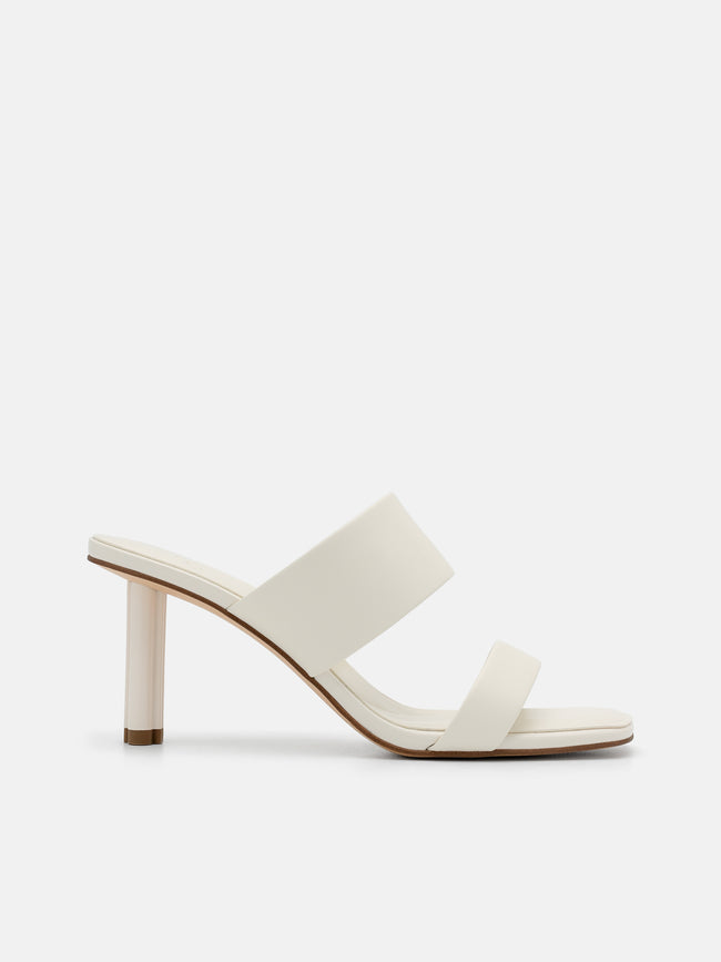 PEDRO  Leather Heel Sandals- Chalk