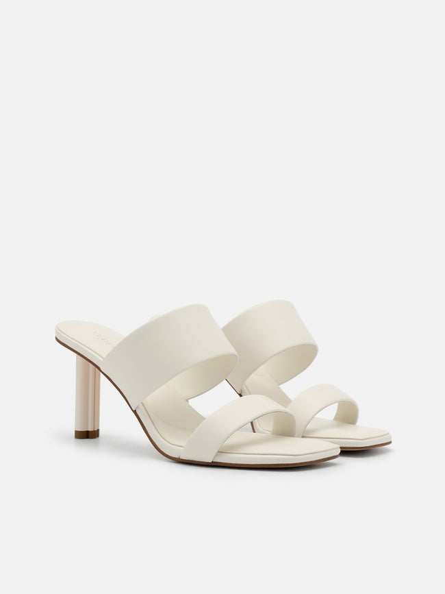 PEDRO  Leather Heel Sandals- Chalk