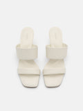 PEDRO  Leather Heel Sandals- Chalk