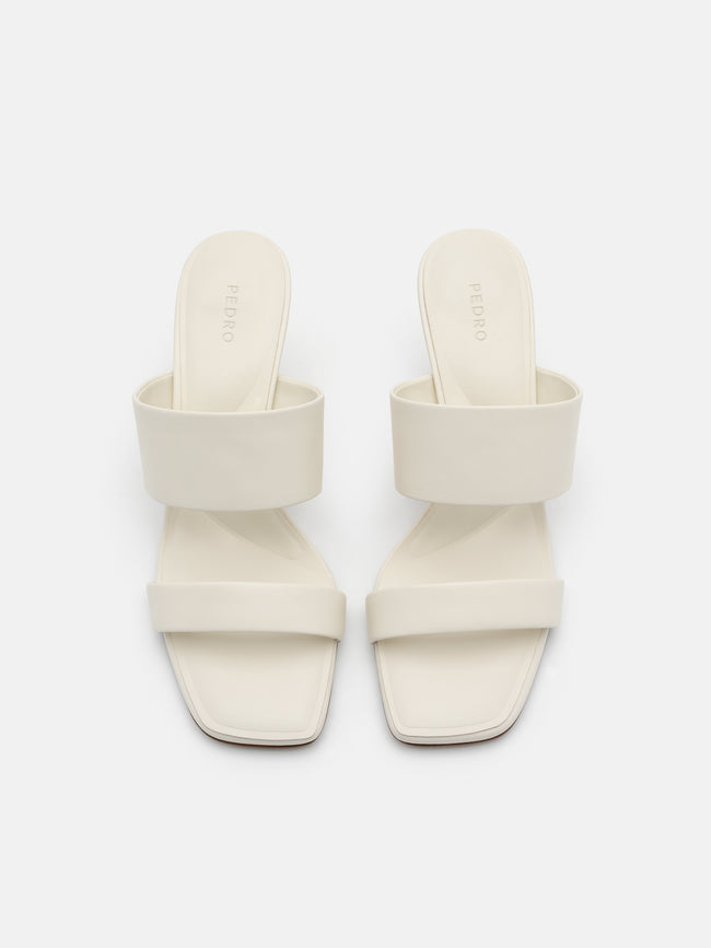 PEDRO  Leather Heel Sandals- Chalk