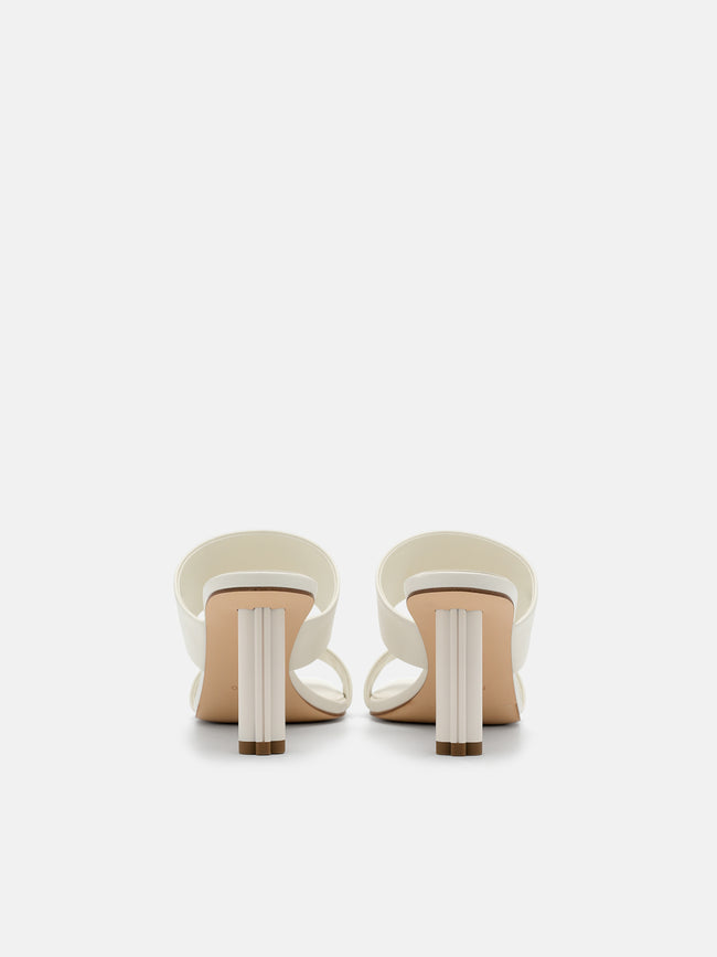 PEDRO  Leather Heel Sandals- Chalk