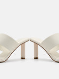 PEDRO  Leather Heel Sandals- Chalk