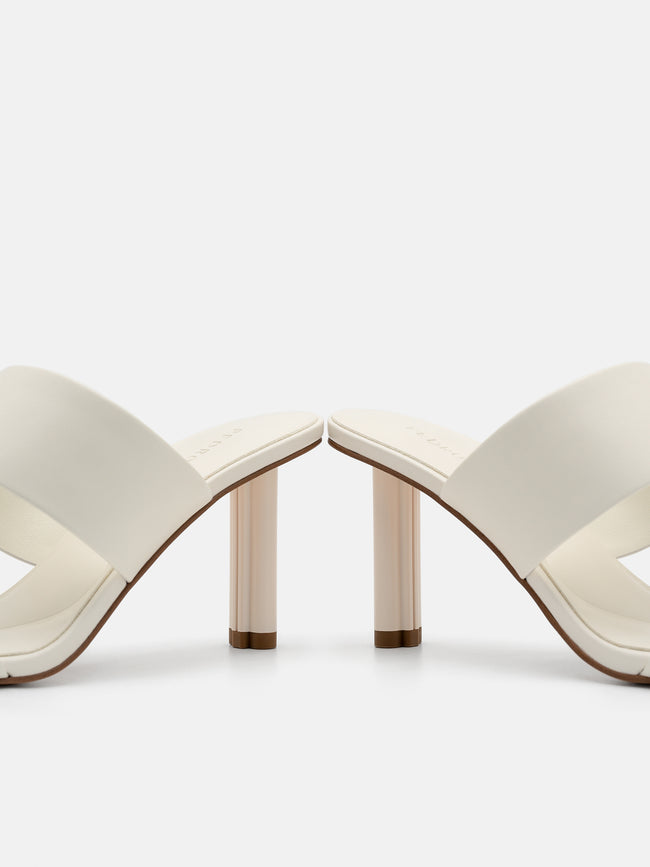 PEDRO  Leather Heel Sandals- Chalk