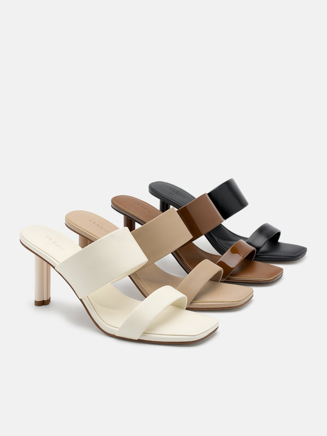 PEDRO  Leather Heel Sandals- Chalk