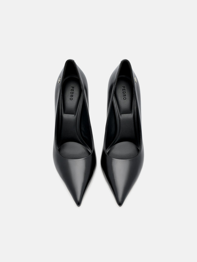 PEDRO  Leather Heel Pumps- Black