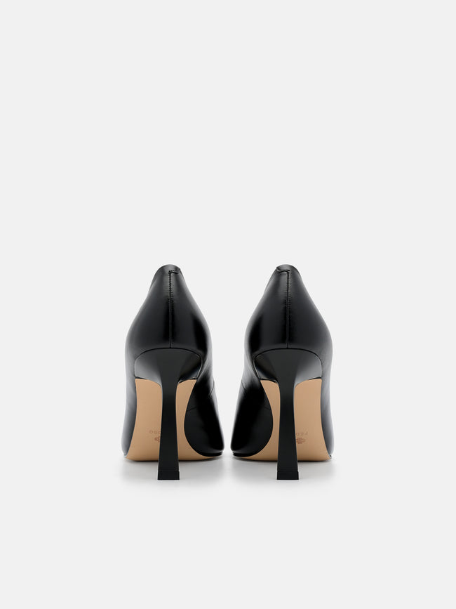 PEDRO  Leather Heel Pumps- Black