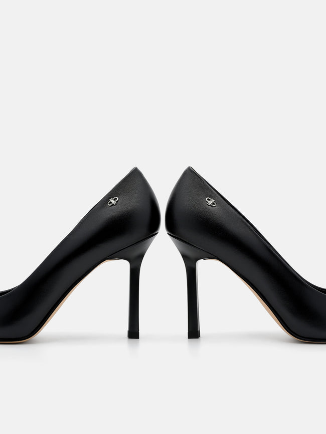 PEDRO  Leather Heel Pumps- Black