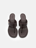 PEDRO Thong Heel Sandals - Dark Brown