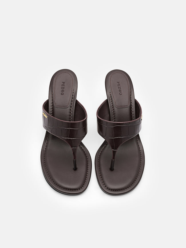 PEDRO Thong Heel Sandals - Dark Brown