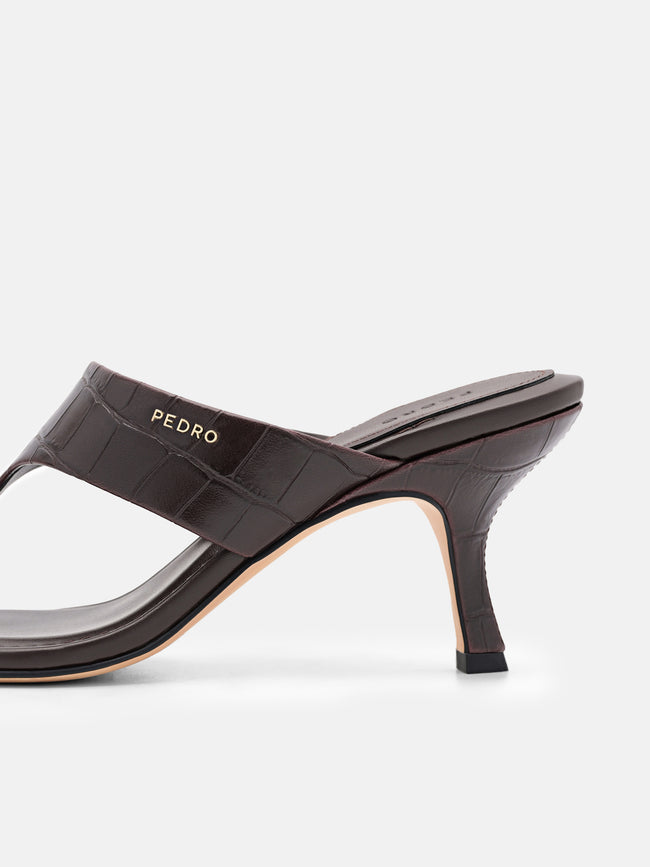 PEDRO Thong Heel Sandals - Dark Brown