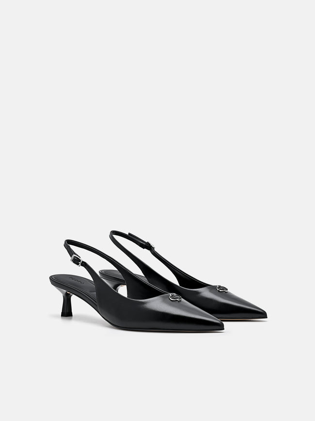 PEDRO  Leather Slingback Heel Pumps- Black