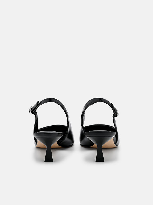 PEDRO  Leather Slingback Heel Pumps- Black