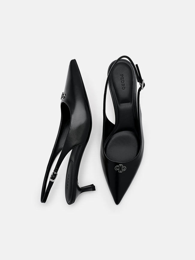 PEDRO  Leather Slingback Heel Pumps- Black