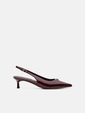 PEDRO  Leather Slingback Heel Pumps- Wine