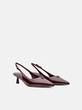 PEDRO  Leather Slingback Heel Pumps- Wine