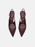 PEDRO  Leather Slingback Heel Pumps- Wine