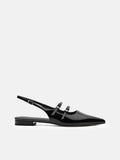 PEDRO Patent Leather Slingback Ballerina Flats - Black