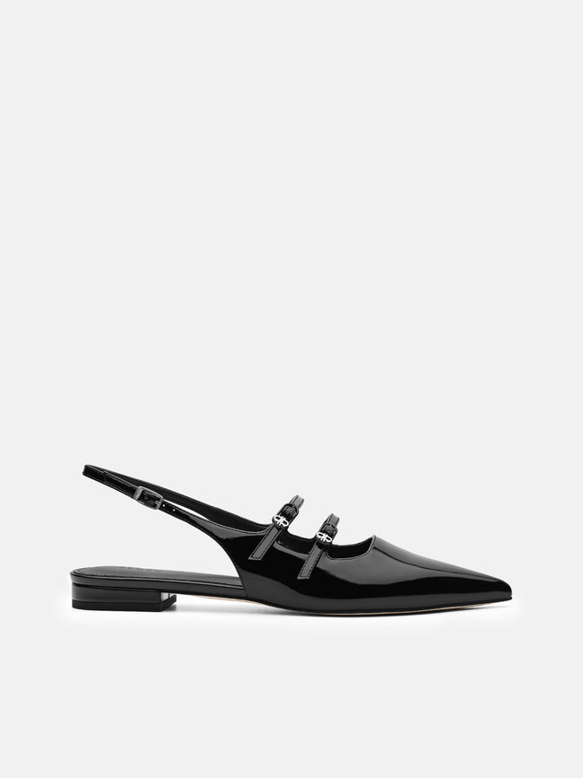 PEDRO Patent Leather Slingback Ballerina Flats - Black