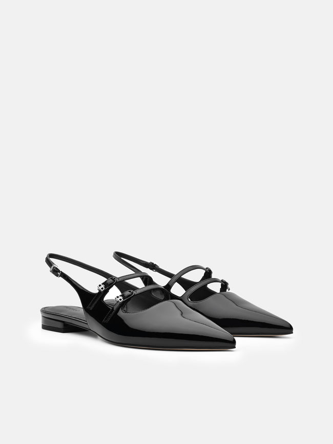 PEDRO Patent Leather Slingback Ballerina Flats - Black