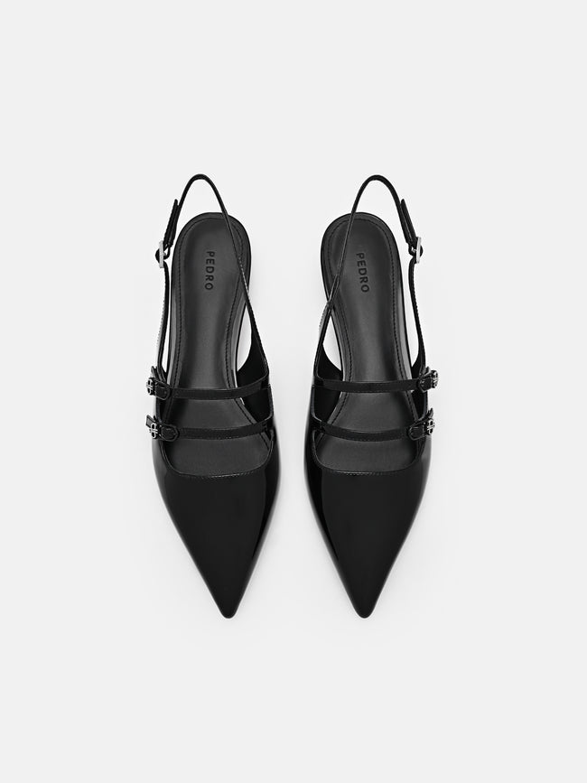 PEDRO Patent Leather Slingback Ballerina Flats - Black