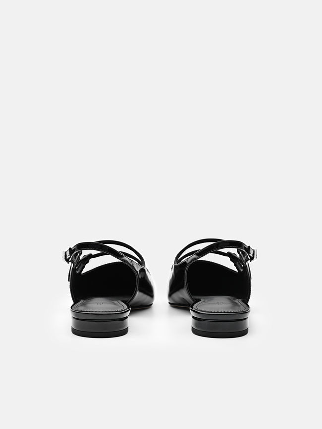 PEDRO Patent Leather Slingback Ballerina Flats - Black