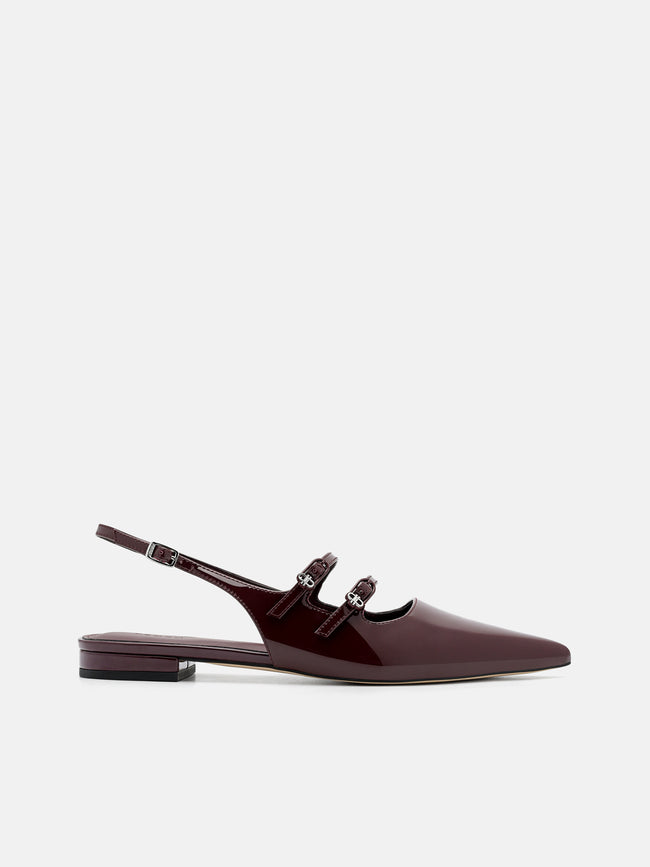 PEDRO Patent Leather Slingback Ballerina Flats - Wine