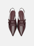 PEDRO Patent Leather Slingback Ballerina Flats - Wine