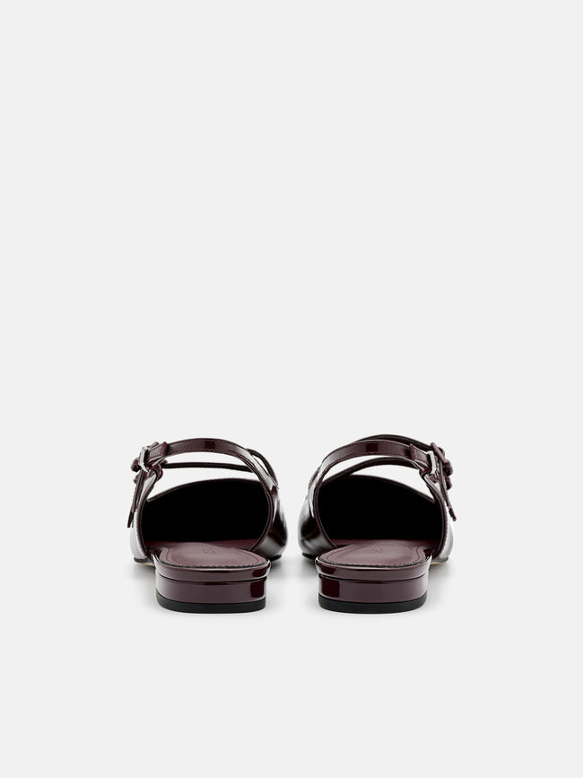 PEDRO Patent Leather Slingback Ballerina Flats - Wine