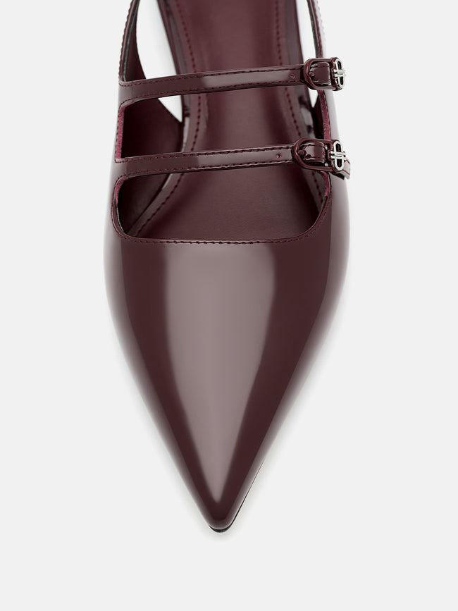 PEDRO Patent Leather Slingback Ballerina Flats - Wine