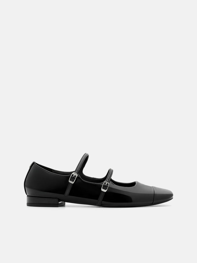 PEDRO Cap-Toe Ballerina Flats- Chalk Black