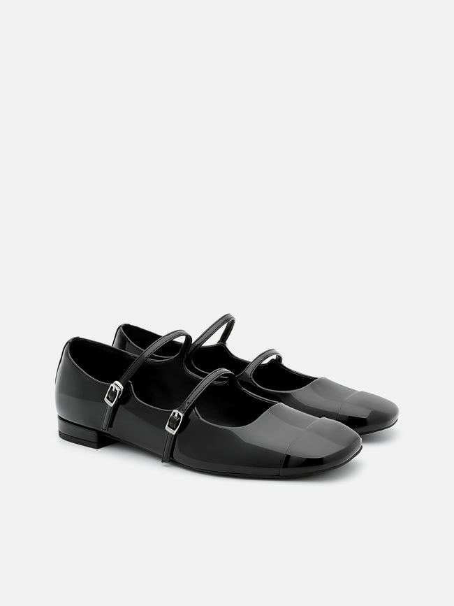 PEDRO Cap-Toe Ballerina Flats- Chalk Black