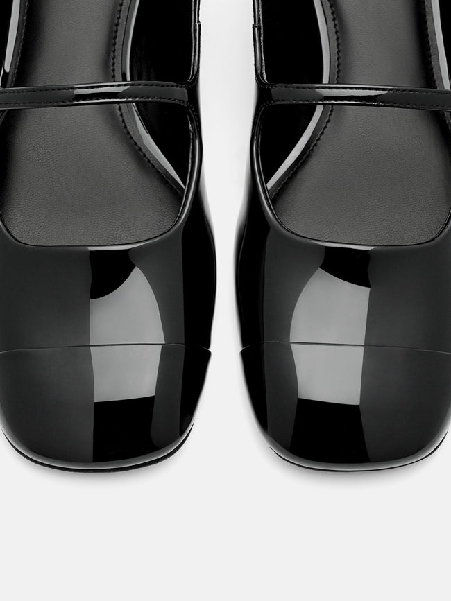 PEDRO Cap-Toe Ballerina Flats- Chalk Black
