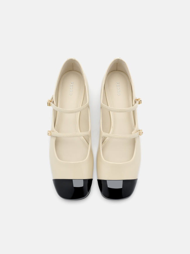 PEDRO Cap-Toe Ballerina Flats- Chalk