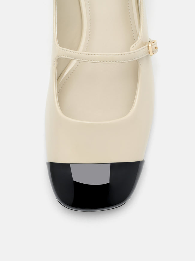 PEDRO Cap-Toe Ballerina Flats- Chalk